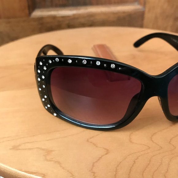 FINAL PRICE - Black w/Faux Diamonds Rectangular Sunglasses #18 - Picture 3 of 7